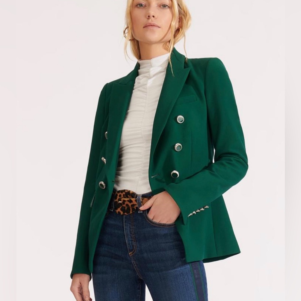 Green Veronica Beard Miller Dickey Jacket with enamel buttons